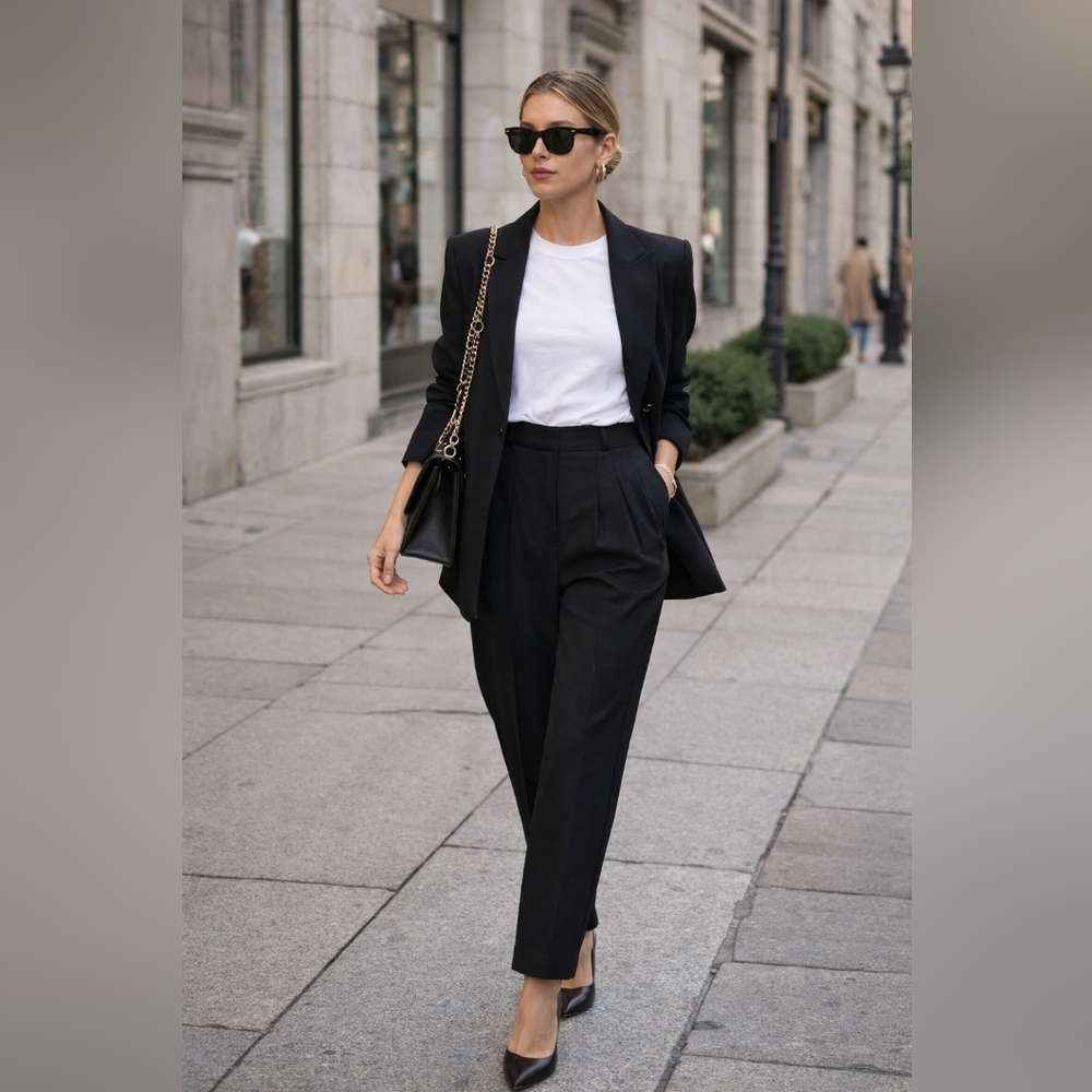 Zara Black Dress Pants with Elegant Tapered Design